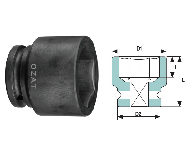 Cap cheie tubulara de impact 3.1/2" 6 laturi, scurt 165