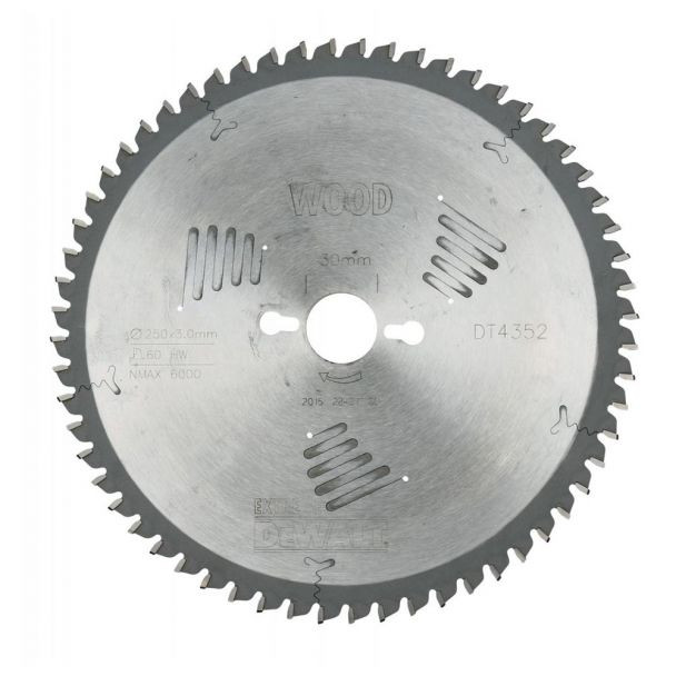 Disc Dewalt DT4352 pentru fierastrau circular, D 250x30x3.0 mm, 60 dinti, pentru taiere fina, seria Extreme