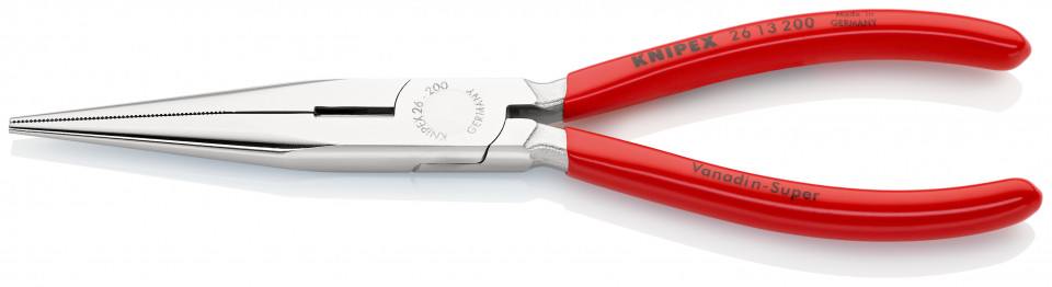 KNIPEX 26 13 200 Clește plat-rotund cu tăiș (patent cu cioc angular) acoperite cu plastic cromat 200 mm