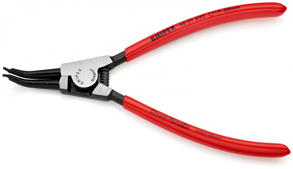 KNIPEX 46 31 A22 clește pentru inele de siguranță pentru inele exterioare pe axuri angular la 45° acoperite cu plastic vopsit negru 185 mm