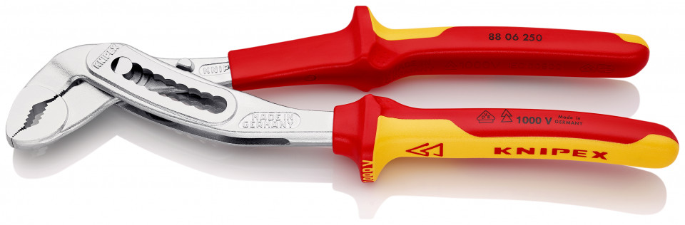 KNIPEX 88 06 250 Alligator® Cleşte pentru pompe de apă izolate, cu manere multicomponent, testate VDE cromat 250 mm