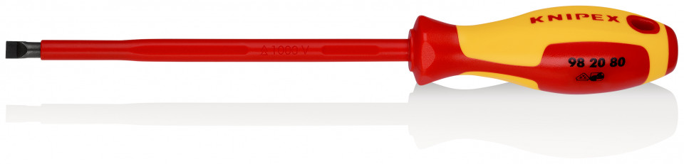 KNIPEX 98 20 80 șurubelniță pentru șuruburi cu fantă mâner izolator multicomponent, testat de VDE brunat 295 mm