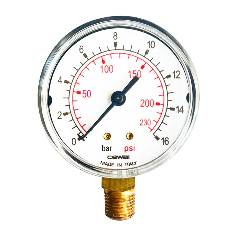 Manometru D50 mm cu racord inferior 1/4", 16 bar, FIAC