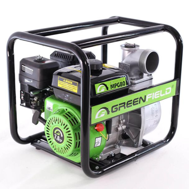 Motopompa 3" Greenfield MPG80, motor euro V, benzina, putere 7.0 CP, debit 63000 l/h, inaltime refulare 30 m