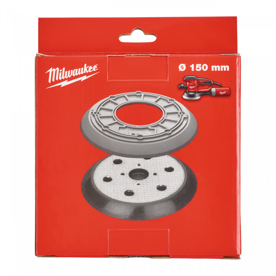 Placă de bază Ø 150 mm, 6 găuri. Dotată cu inel de cauciuc de rezervă Milwaukee, pachet 2 buc