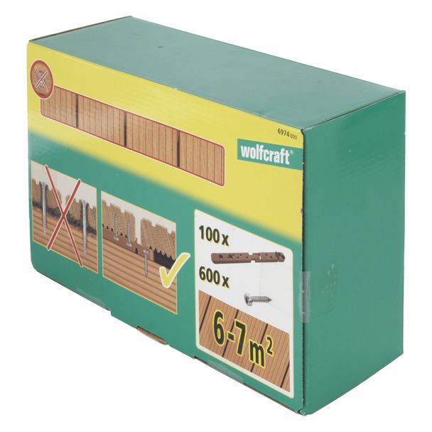 Set 100 conectori Wolfcraft 6974000, pentru insurubari ascunse, inclusiv 600 suruburi TX 20
