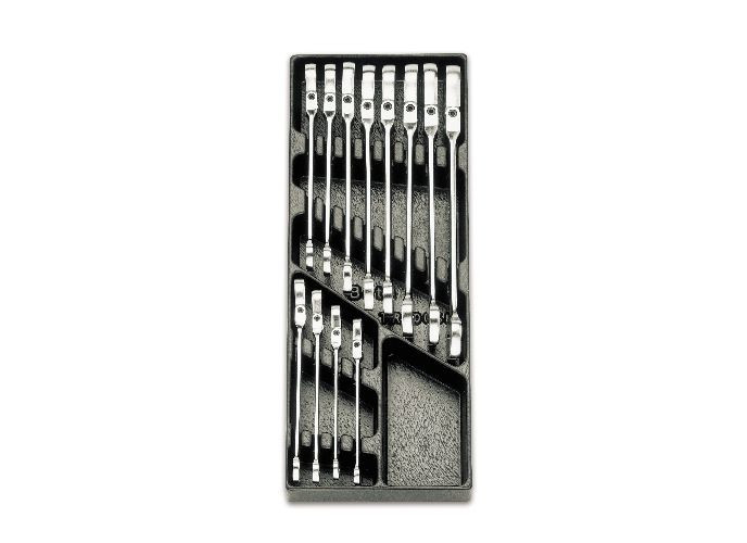 Set 12 chei Beta combinate cu clichet articulat, 8-19mm in suport termoformatat T46