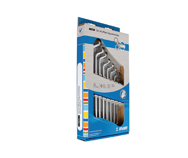 Set de chei inelare dublu cotite in cutie de carton 8 PIESE 6-22 mm