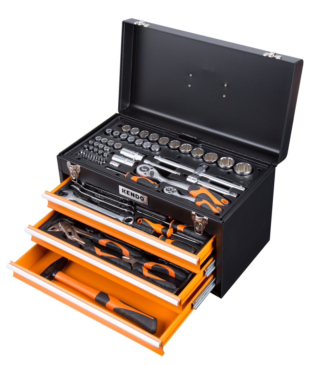 Set de scule complet cu unitati de depozitare a sculelor, pentru utilizare in atelier sau garaj, 4 tavi, 86 bucati