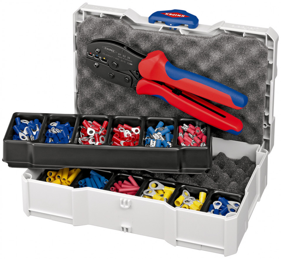 Set de sertizare KNIPEX pentru conectori de cablu 301 piese 0,5 – 6,0 mm²