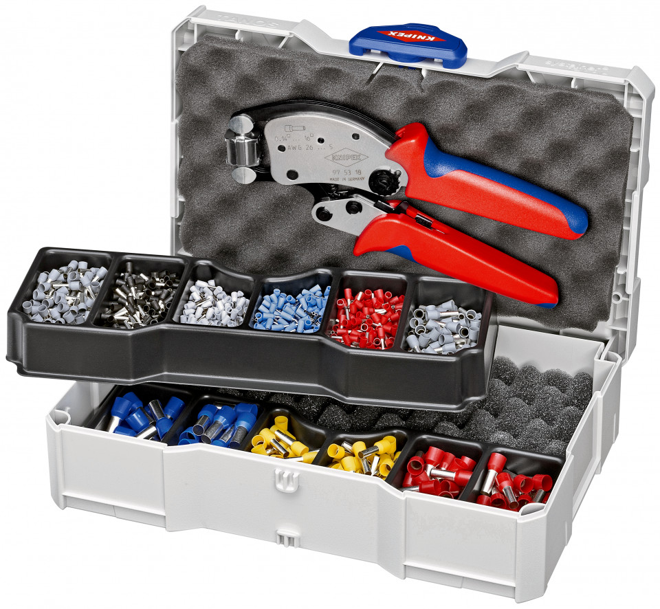 Set de sertizare KNIPEX pentru ferule cu guler de plastic 1191 piese 0,14 – 16 mm²