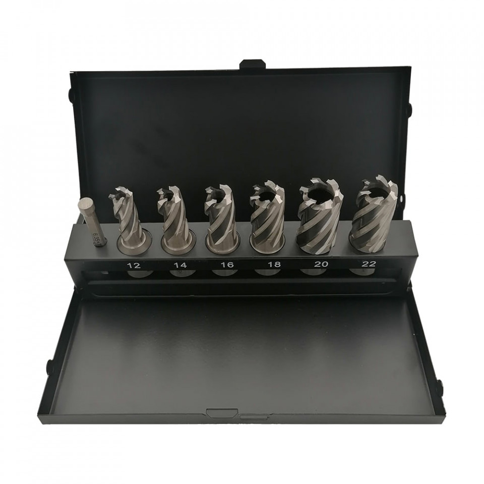 Set-Trusa Carote HSS cu prindere WELDON și pin centrare - 7 piese