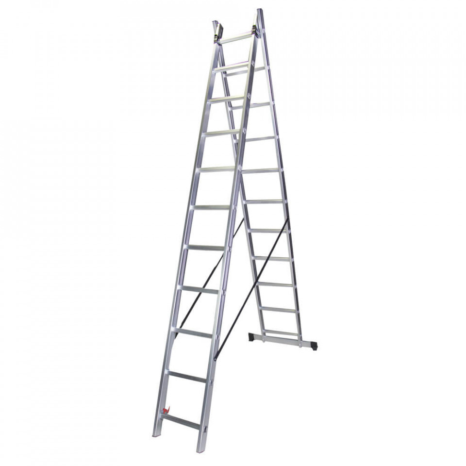 STR211 Scara dubla aluminiu, 2×11 trepte, 300 cm