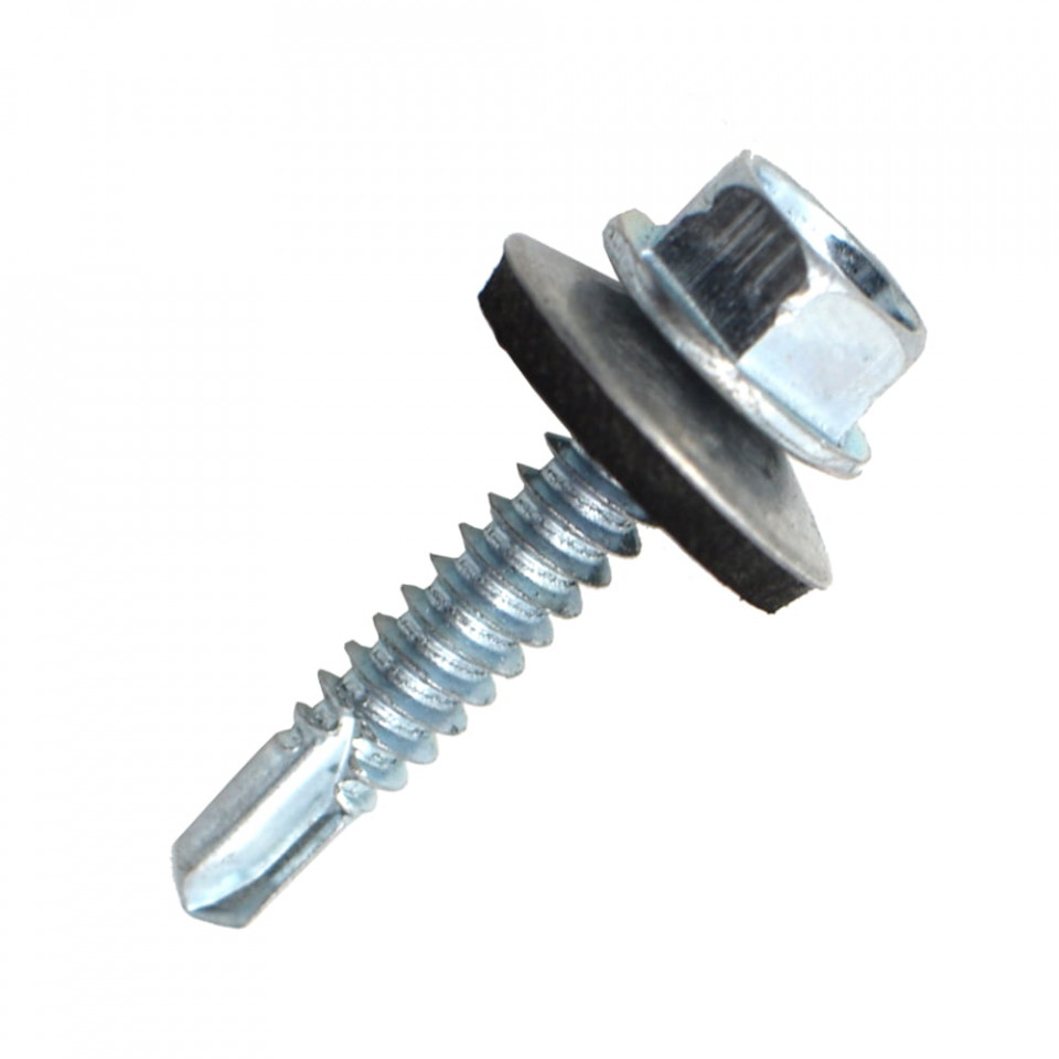 Suruburi Autoforante cu cap hexagonal, DIN 7504K, filet metal, ZN+saiba EPDM, 4.8x19mm, 250 bucati