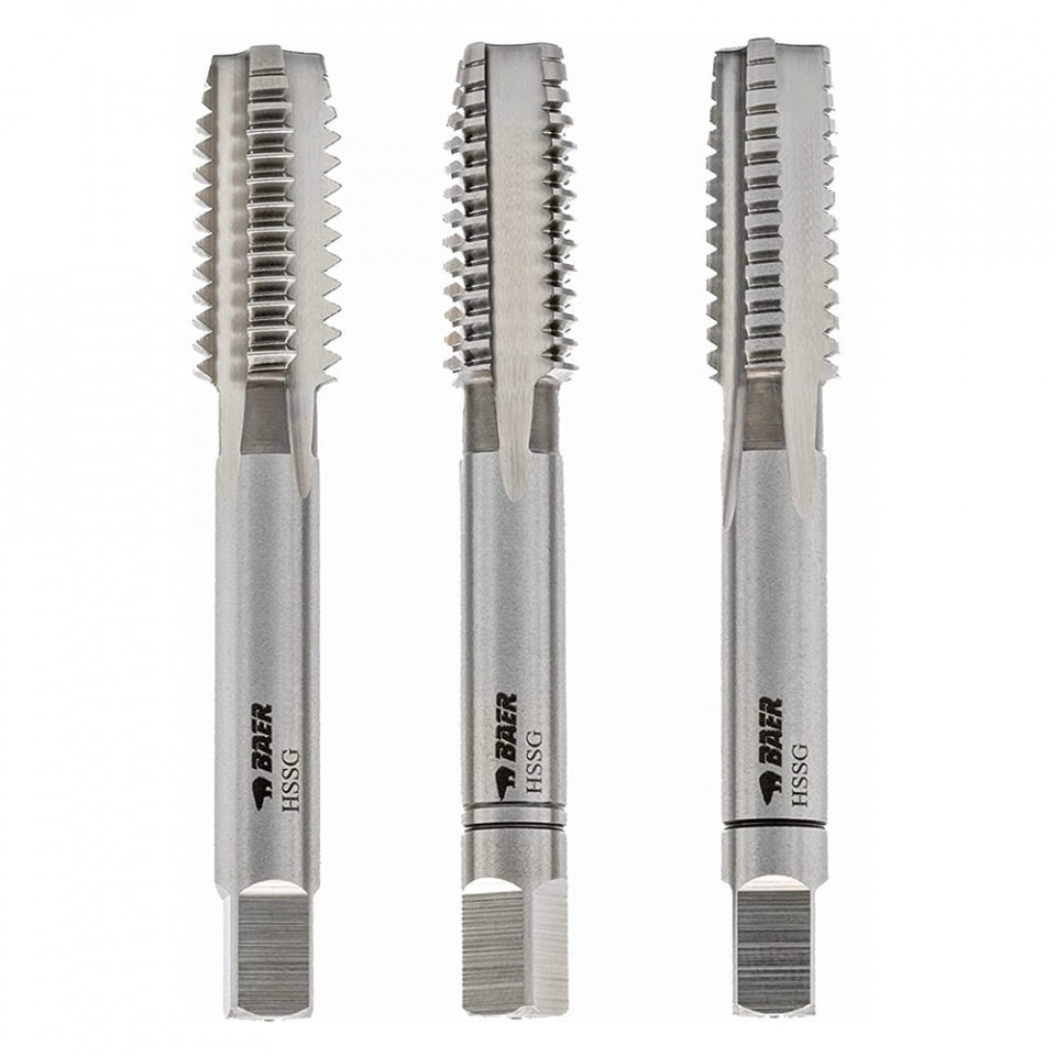 Tarozi de mână M12X1.75, set 3 bucăți, filet pas normal - DIN 352 – HSS, Baer