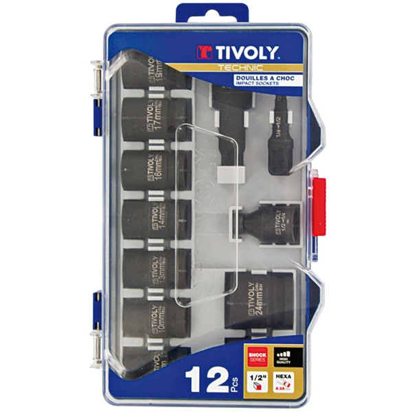 Trusa 12 piese TIVOLY capete chei tubulare de impact 1/2", 8-24mm