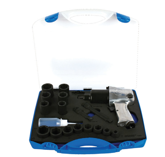 1565 Pistol pneumatic si set de capete chei tubulare 1/2" in cutie de plastic / 20 piese - 615516