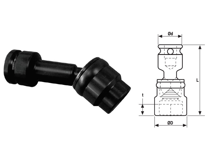 Cap cheie tubulara articulat OZAT 3/8", varianta lunga 5/8" L150mm