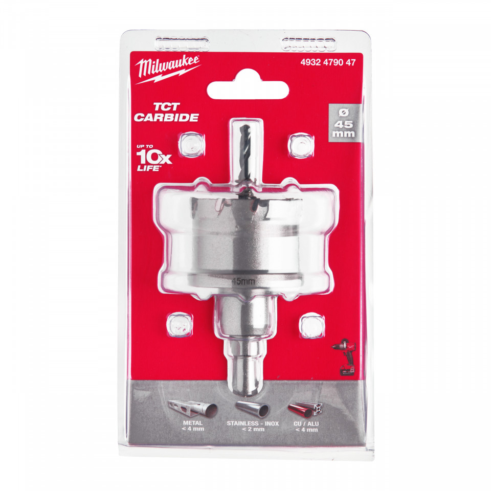 Carote oțel inoxidabil TCT 45 mm