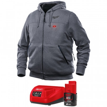 Hanorac încălzit gri M12™ Milwaukee + acumulator si incarcator