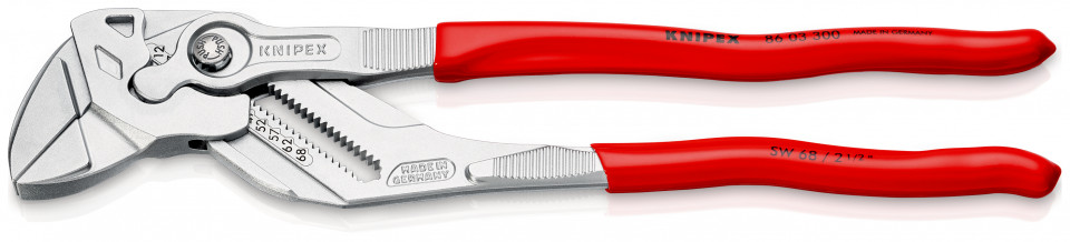 KNIPEX 86 03 300 SB Cheie de strângere Cleștele-cheie, clește și cheie într-o singură unealtă acoperite cu plastic cromat 300 mm (carton cu autoservire/în blister)