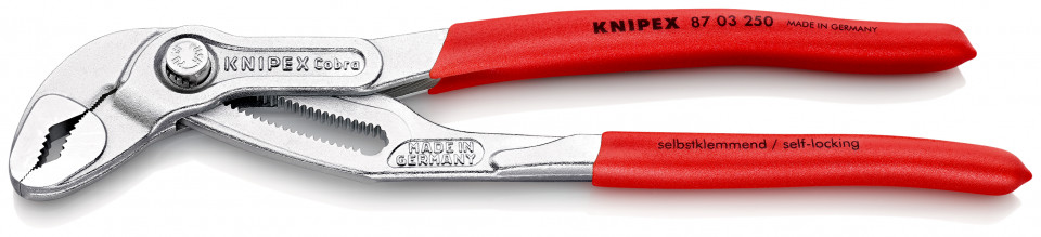 KNIPEX 87 03 250 Cobra® Clește high tech pentru pompe de apă acoperit cu material plastic aderent cromat 250 mm
