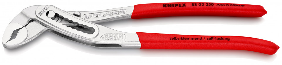 KNIPEX 88 03 250 Alligator® Cleşte pentru pompe de apă acoperit cu material plastic aderent cromat 250 mm