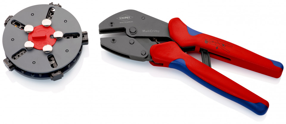 KNIPEX 97 33 02 MultiCrimp® clește de sertizare cu magazie pentru adaosuri de schimb cu manşoane multicomponent brunat 250 mm