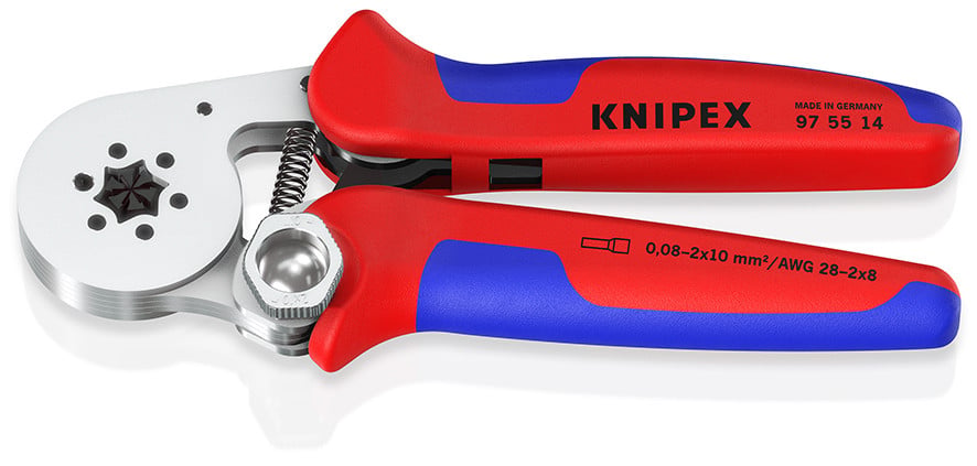KNIPEX 97 55 14 clește de sertizat ferule, cu autoreglaj cu introducere laterală cu manşoane multicomponent cromat 180 mm