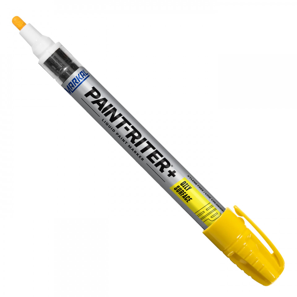 Marker cu vopsea lichidă, suprafețe uleioase HP, galben