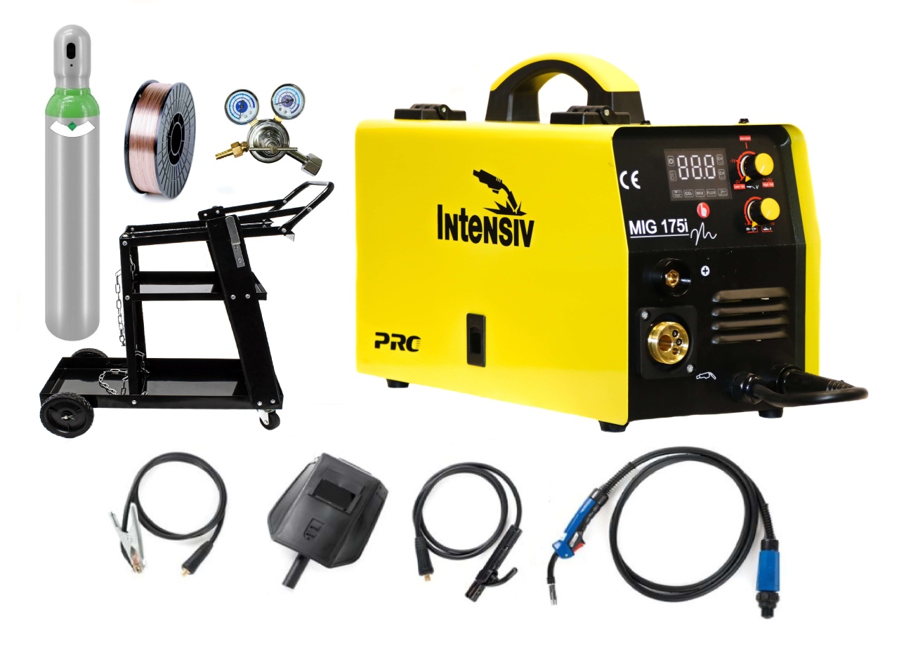 Pachet complet sudura MIG/MAG: MIG 175i Intensiv, 230 V, 160 A, Butelie corgon 8l (plina),rola otel 5kg-0.8mm