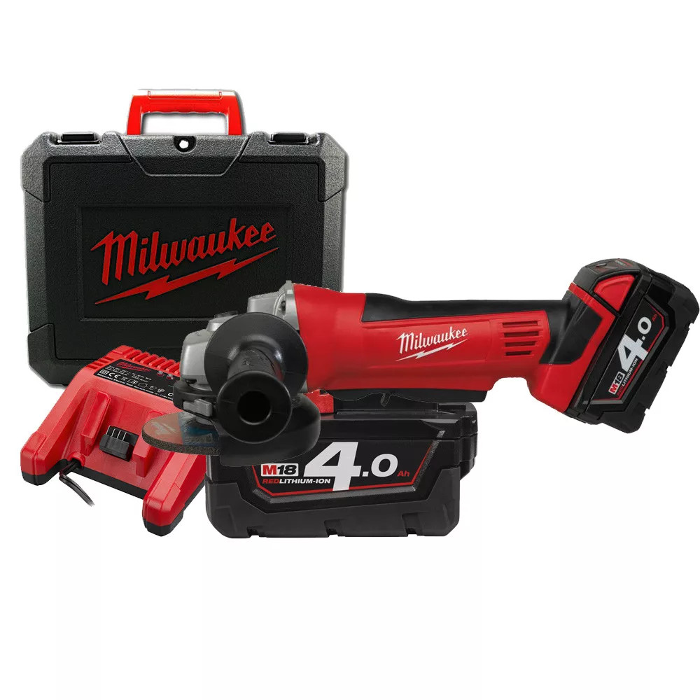 Polizor unghiular cu acumulator Milwaukee HD18 AG115-402C, disc 115 mm, livrat cu acumulatori, valiza