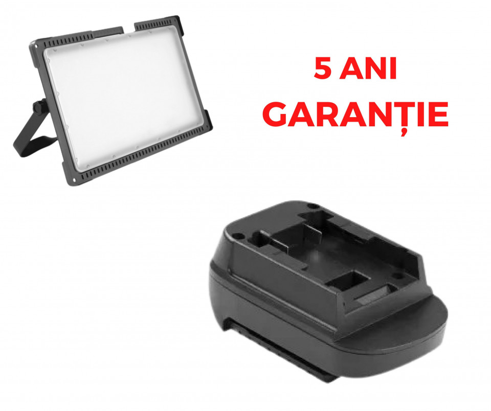Proiector 9250 lumeni MULTIBATERY L compatibil cu acumulatori 18V Makita, IP20, IK10, rezistent la impact, adaptor inclus