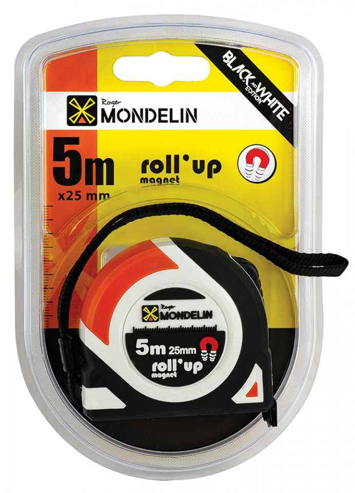 RULETA BIMATERIAL 5MX25MM MONDELIN, CARLIG MAGNETIC D - L: 5 m