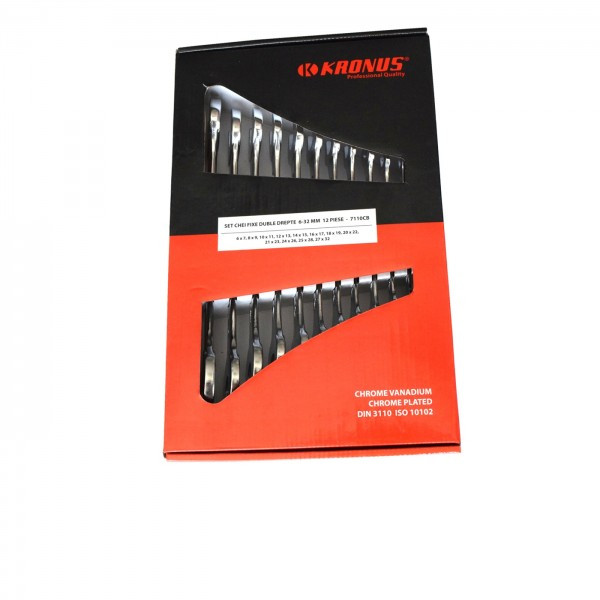 Set 12 chei fixe duble drepte Kronus CB - 6- 32 mm