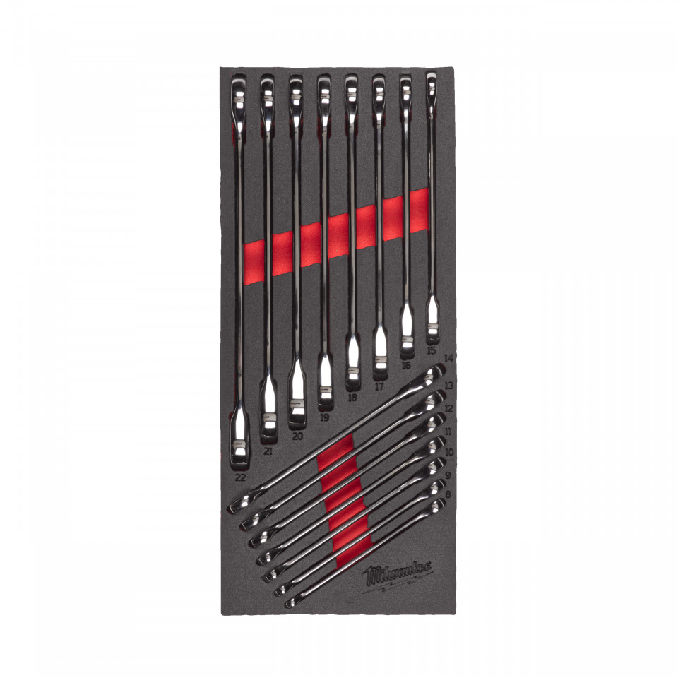 Set 15 chei combinate cu clichet Milwaukee MAX BITE™ 8-22 mm