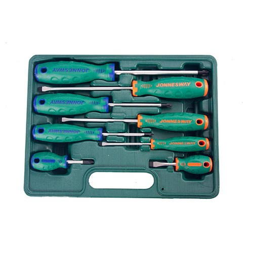 Set 8 piese Jonnesway surubelnita plata si cruce PH1-PH3, 4-150 - carcasa plastic
