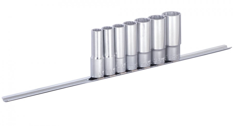 Set de capete chei tubulare Unior 190H12LP7 1/2" varianta lunga, pe sina