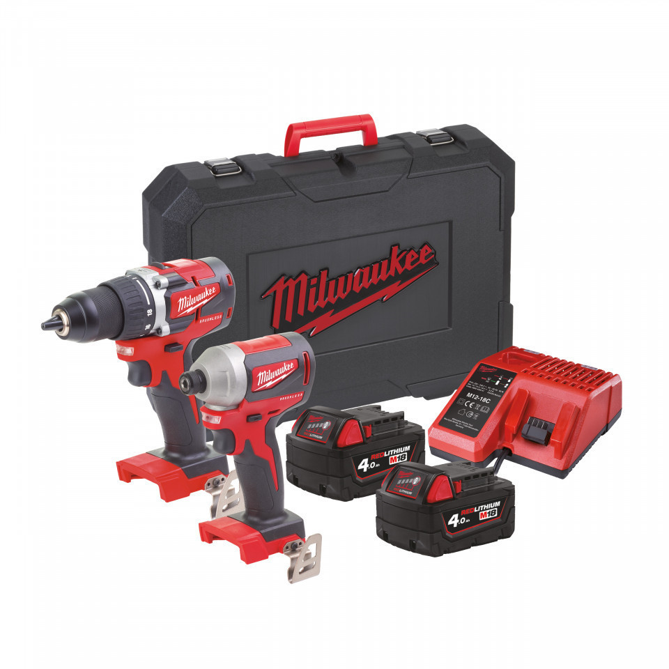 Set scule compacte cu motor fără perii cu acumulatori M18™ Milwaukee M18 CBLPP2B-402C