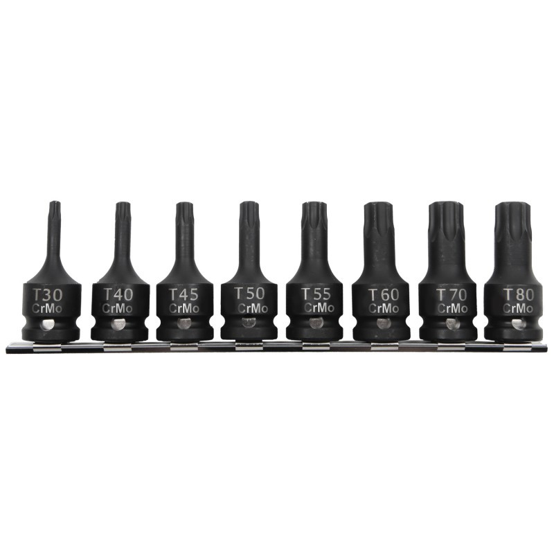 Trusa 8piese PROLINE tubulare impact cu varf 1/2" TORX T30-T80
