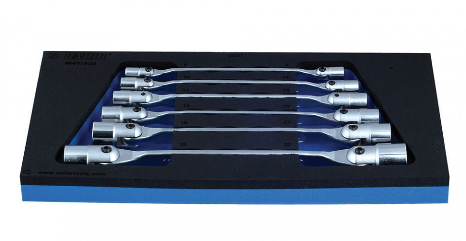 964/17SOS Set de chei tubulare dublu articulate in modul SOS / 6 piese - 621072 8-22 mm