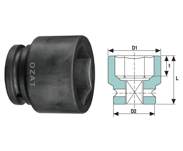 Cap cheie tubulara de impact 3.1/2" 6 laturi, scurt 4 5/16"