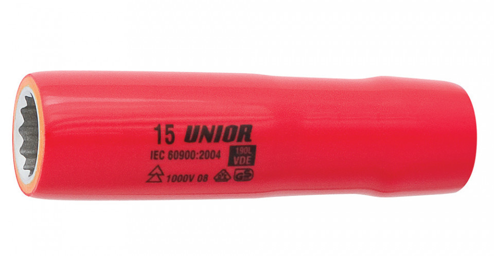 Cap cheie tubulara lunga Unior 190/2LVDEDP 1/2" izolat la 1000 V, DIM 15 mm