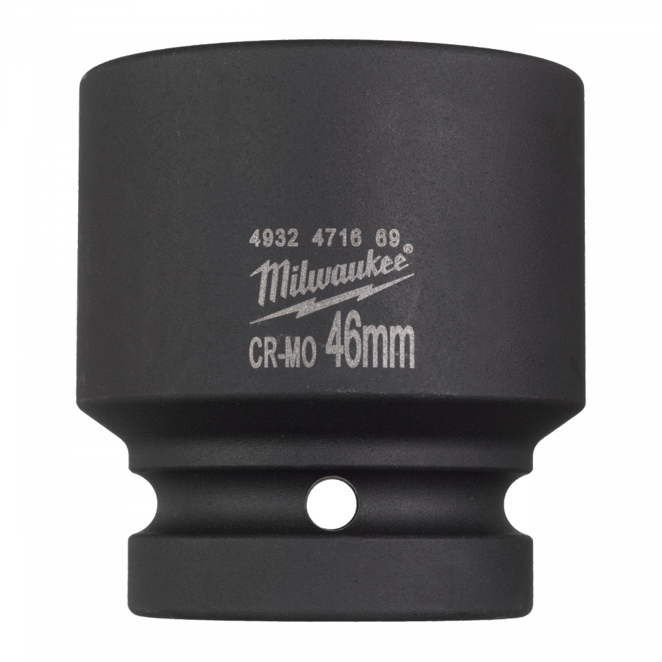 Cheie tubulara de impact Milwaukee 1" scurta IMPACT SCHOCKWAVE (Lungime totală (mm): 74, Tijă prindere: 1″ pătrat, Ø (mm): 46, Dimensiune șurub: M30)