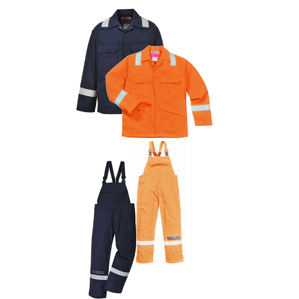 Costum haine de lucru ignifuge 350 gr, jacheta + pantalon cu pieptar