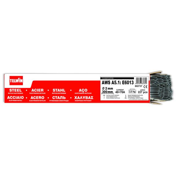 Cutie electrozi rutilici 2 mm Telwin 802737, E6013, 2.5 kg, 227 buc.