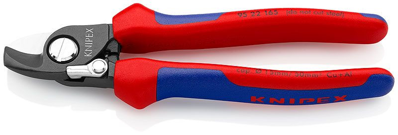 Foarfeca de taiat cablu, cu arc, manere multicomponet, KNIPEX, 165 mm