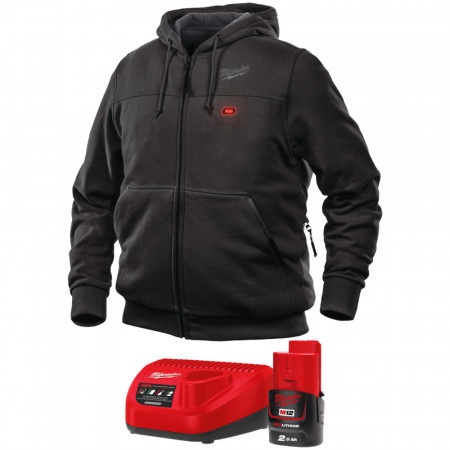Hanorac încălzit negru M12™ Milwaukee + acumulator si incarcator
