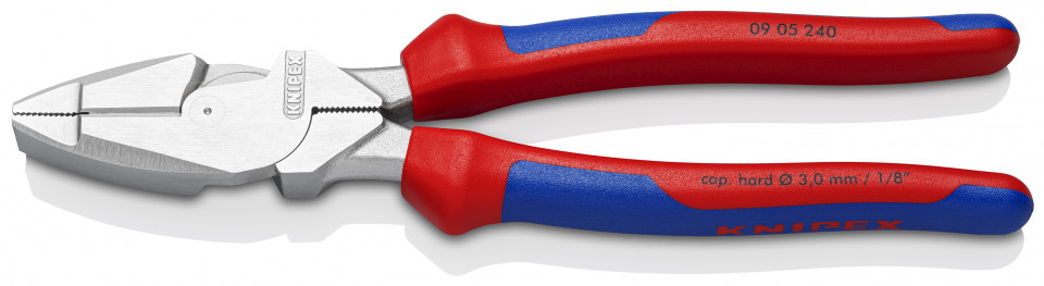 KNIPEX 09 05 240 Patenti Combi cu parghie mare "Lineman's Pliers" model american cu manşoane multicomponent cromat 240 mm