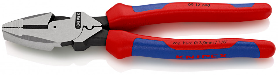 KNIPEX 09 12 240 Patenti Combi cu parghie mare "Lineman's Pliers" model american cu manşoane multicomponent vopsit negru 240 mm